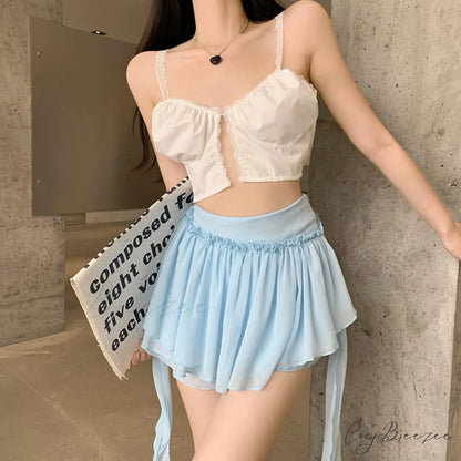 Layered Mesh Stylish Ruffle Mini Skirt
