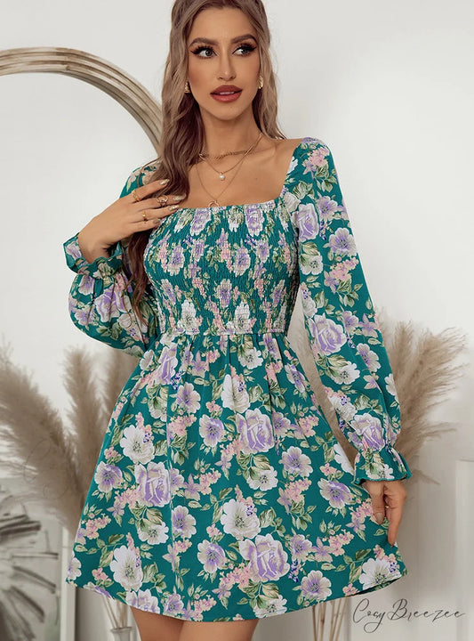 Leaf Print Sleeveless Midi Dress S / White