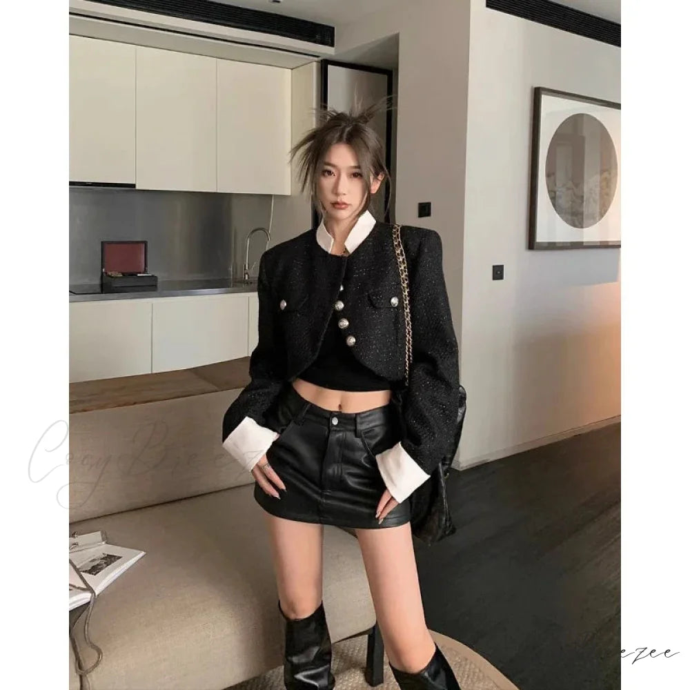 Leather Coquette Slim High Waisted A-line Casual Skirt