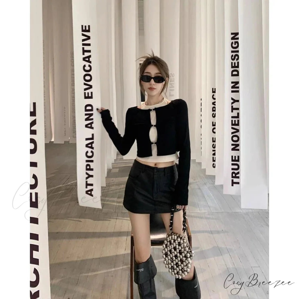 Leather Coquette Slim High Waisted A-line Casual Skirt
