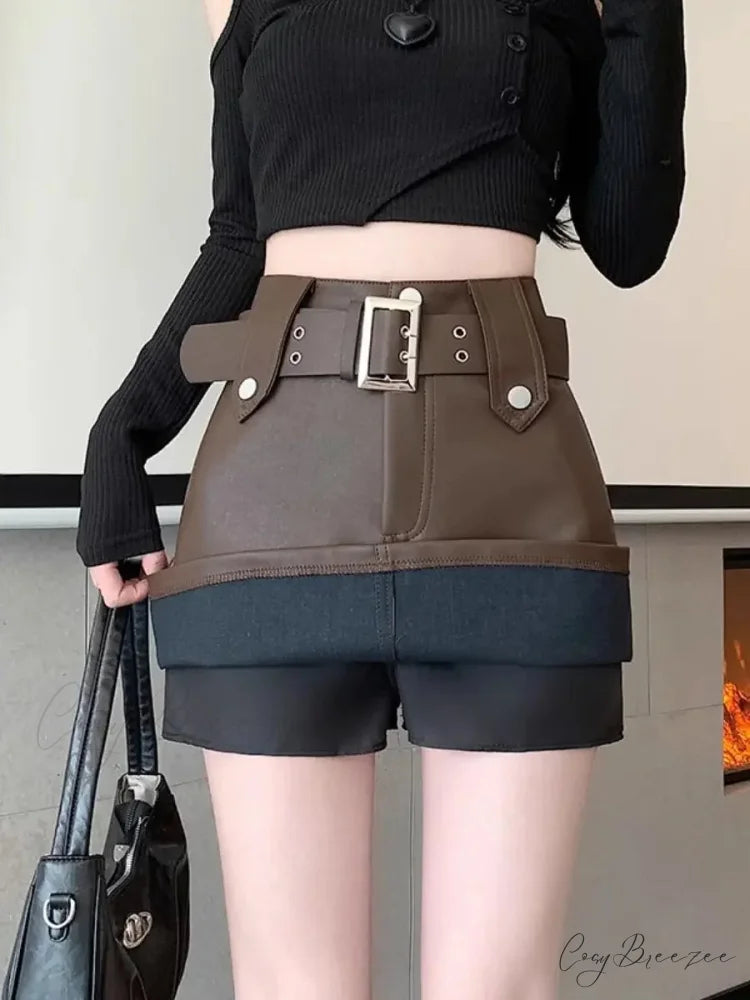 Leather High Waist Gothic Skirt skirts-250223