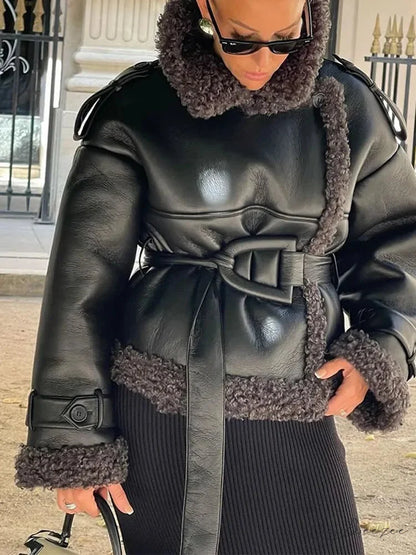 Leopard Faux Mink Fur Winter Coat overcoats-241228
