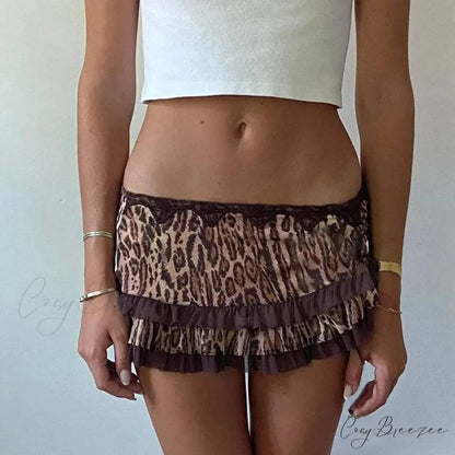 Leopard Grunge Punk Slim Skirt Beige / S skirts-250223