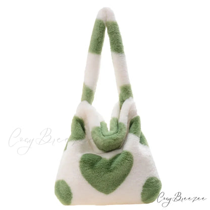 Leopard Love Heart Pattern Underarm Shoulder Bag Green Heart shoulder-250126