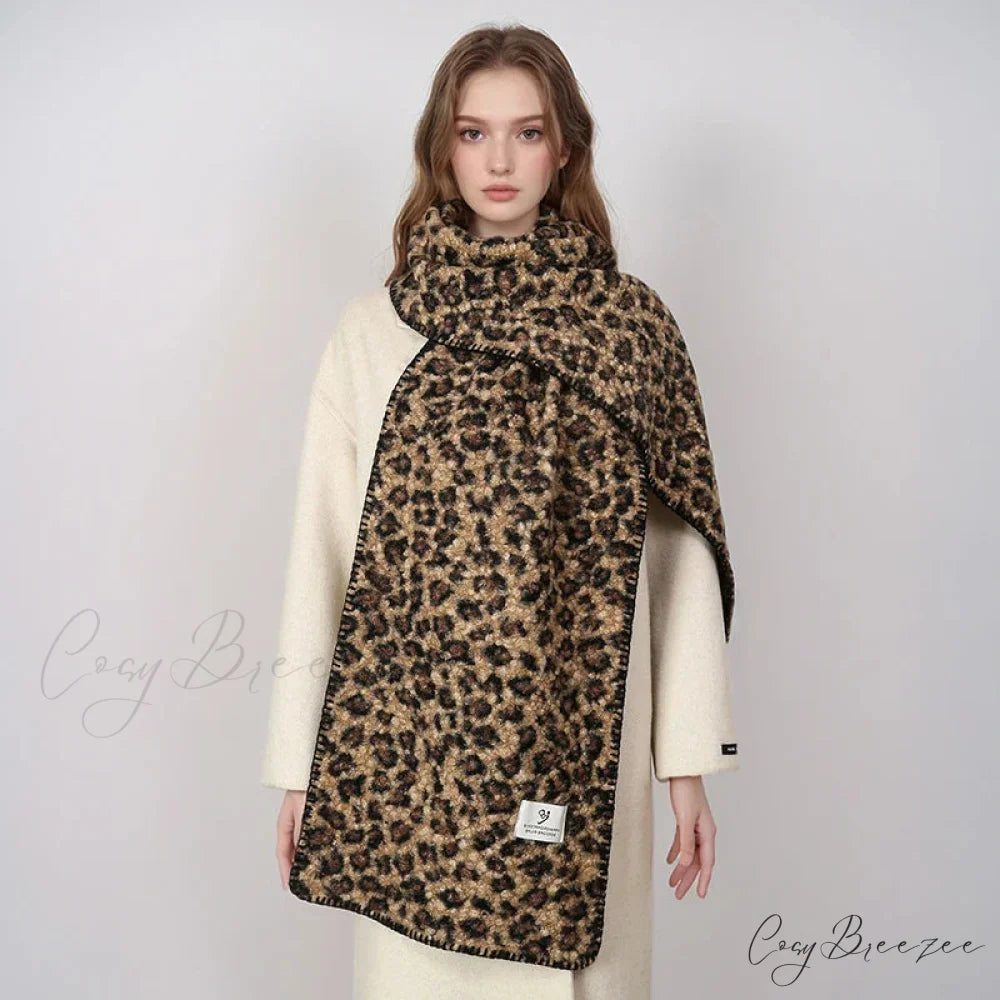 Leopard Print Cashmere Pashmina Scarf green scarf-241228