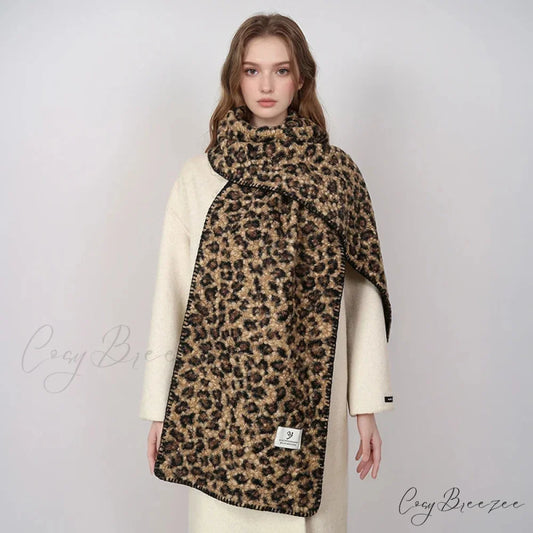 Leopard Print Cashmere Pashmina Scarf green scarf-241228