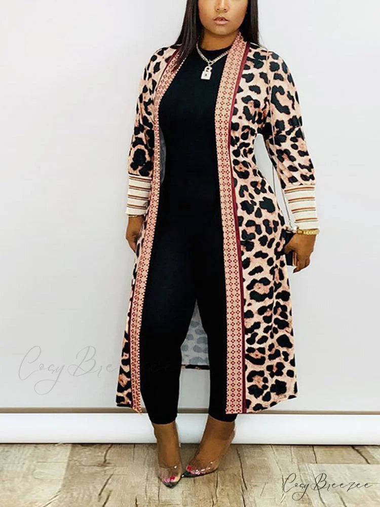 Leopard Print Graceful Bowknot Pleated Dress Leopard / S