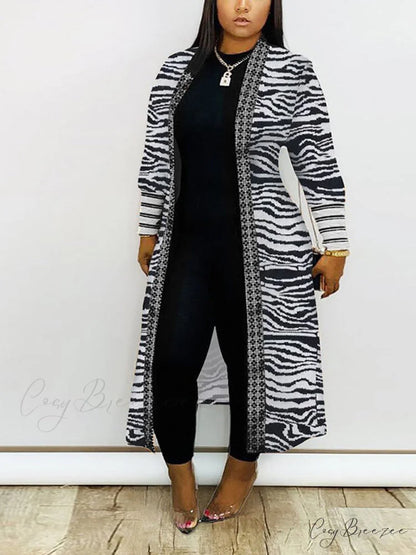 Leopard Print Graceful Bowknot Pleated Dress Zebra / S