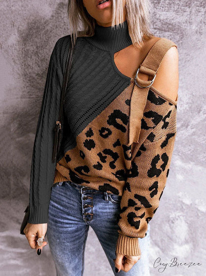 Leopard Print Graceful Crop Hoodie Black / M