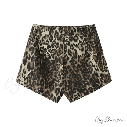 Leopard Print Stylish High Waist Shorts