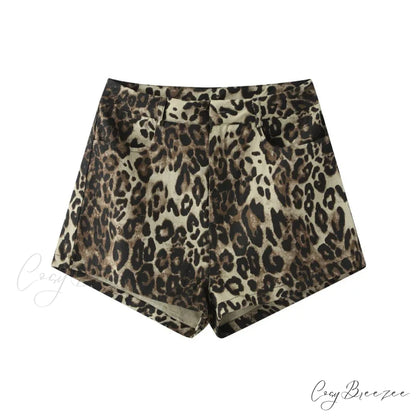 Leopard Print Stylish High Waist Shorts