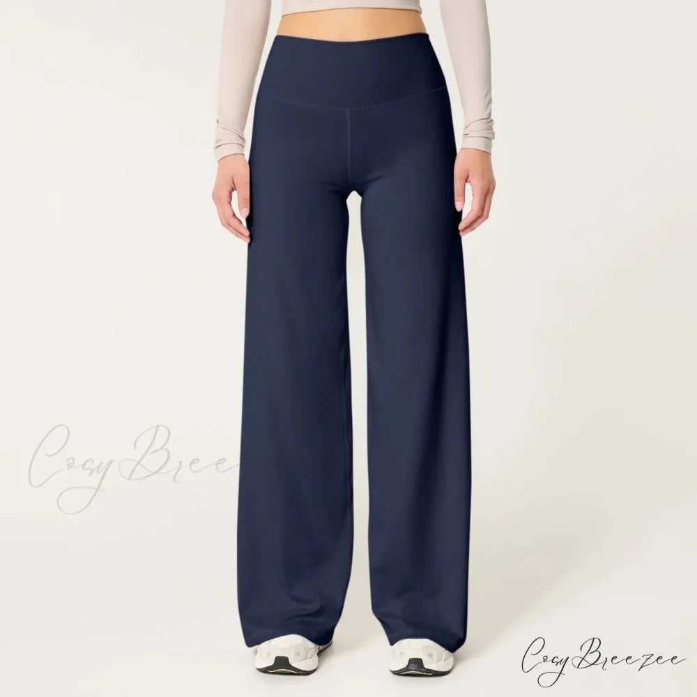 Leopard Pull-Tie Stretchy Waist Cozy Winter Pant Navy / S pant-250223