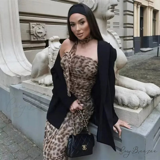Leopard Ruched Corset Crop Top Leopard Print top / S croptop-250223