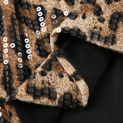Leopard Sequins Party Club Shorts short-250223