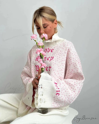 Letter Embroidery Lazy Style Sweater swraters-241228