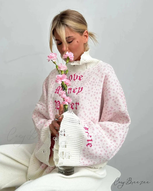 Letter Embroidery Lazy Style Sweater swraters-241228