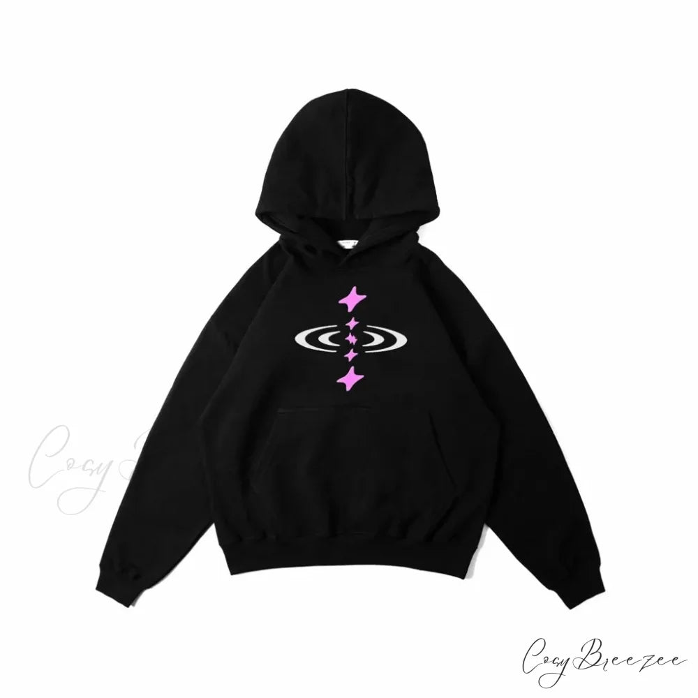 Letter Graphic Oversized Hoodie black 6 / S hoodies-241228