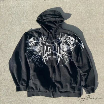 Letter Graphic Retro Hoodie black 3 / S hoodies-241228