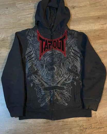 Letter Graphic Zipper Hoodie black 3 / S hoodies-241228