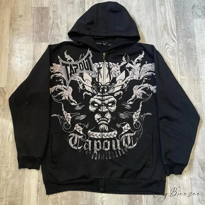 Letter Graphic Zipper Hoodie black 5 / S hoodies-241228