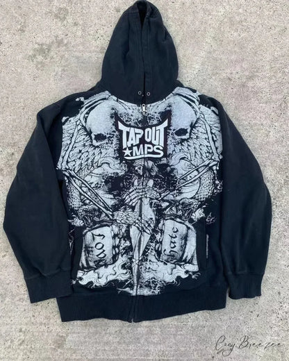 Letter Graphic Zipper Hoodie white / S hoodies-241228