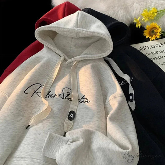 Letter Print Autumn Goth Style Hoodie hoodies-241228