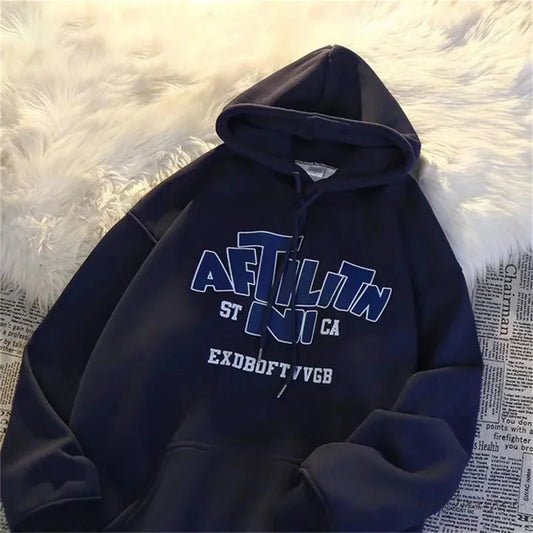 Letter Print Cotton Hoodie hoodies-241228