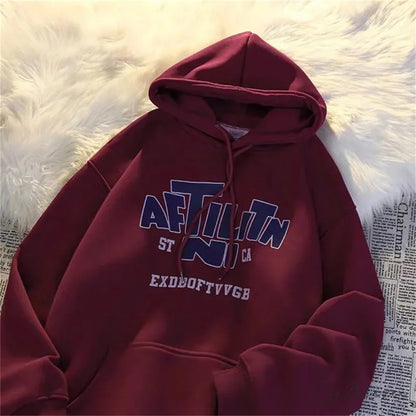 Letter Print Cotton Hoodie hoodies-241228