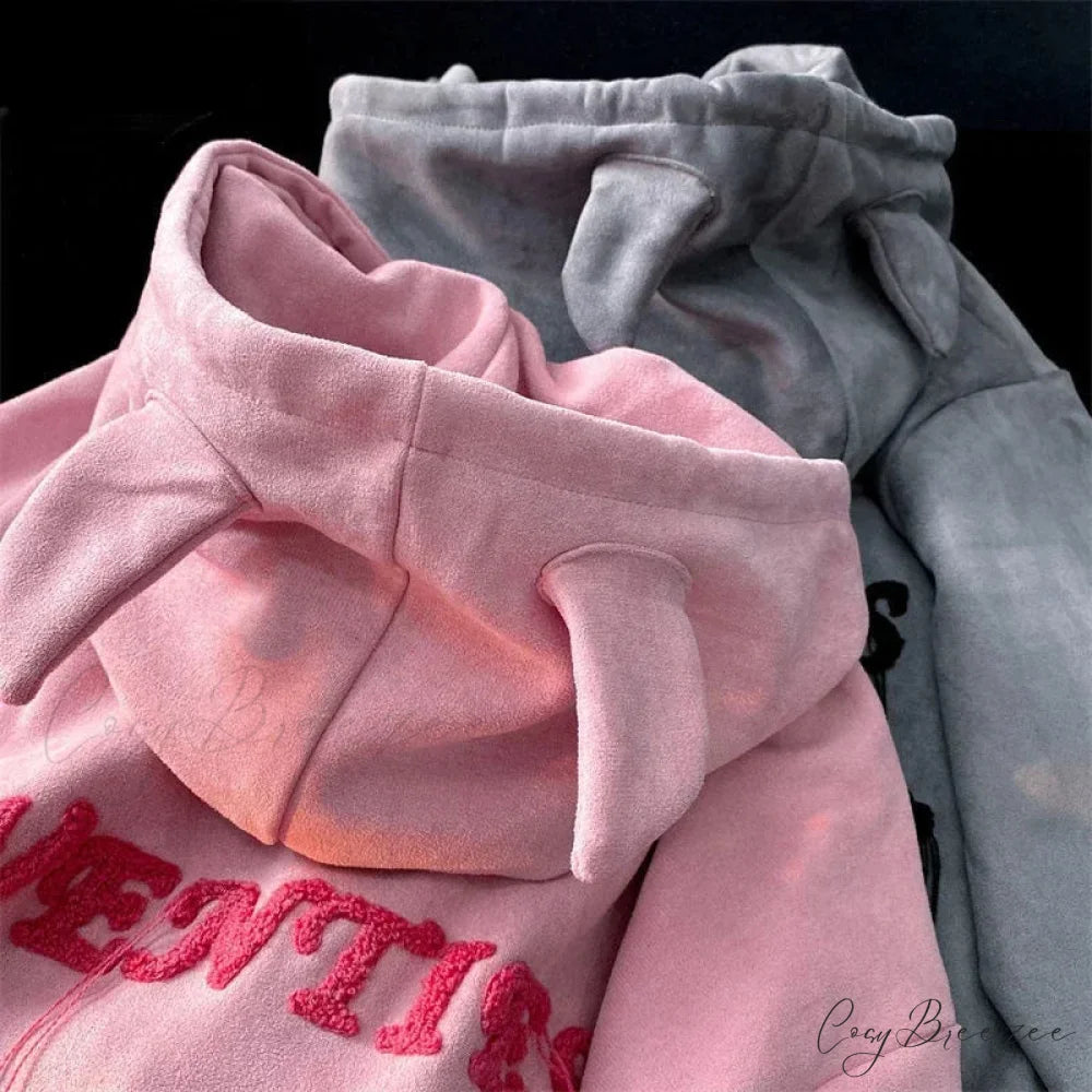 Letter Print Vintage Zipper Hoodie hoodies-241228