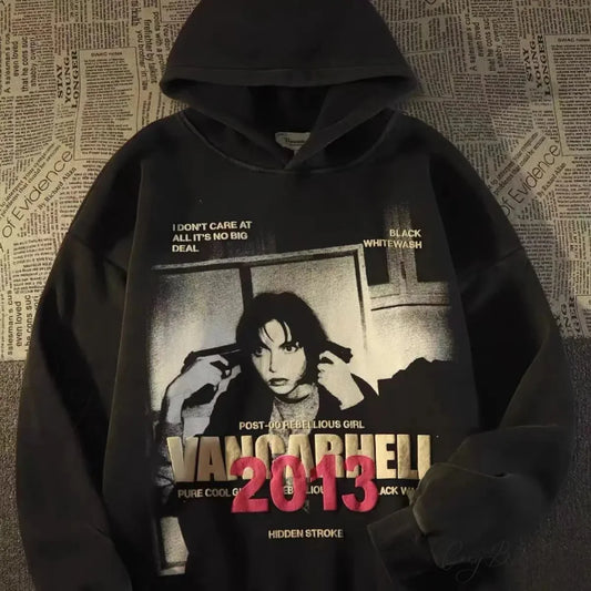 Letter Print Women Relaxed Hoodie Black / M hoodies-241228