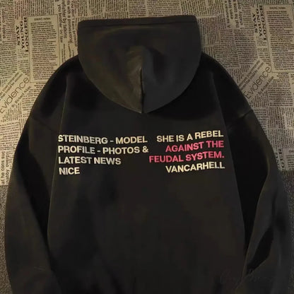 Letter Print Women Relaxed Hoodie hoodies-241228