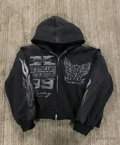 Letter Printed Hip-Hop Hoodie black / M hoodies-241228
