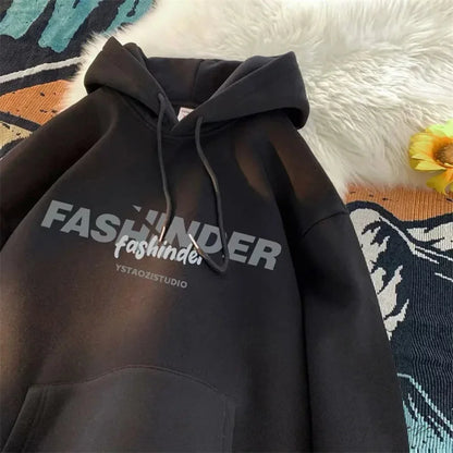 Letter Printed Winter Fleece Hoodie hoodies-241228
