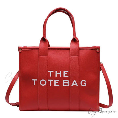 Letter Soft PU Leather Tote Shoulder Handbag Red / 35cm X 15cm X 28cm handbag-250126