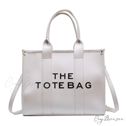 Letter Soft PU Leather Tote Shoulder Handbag WHITE / 35cm X 15cm X 28cm handbag-250126