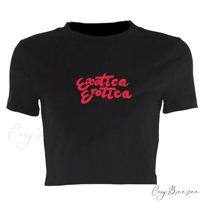 Lettered Elegant Printed Tee Black / S