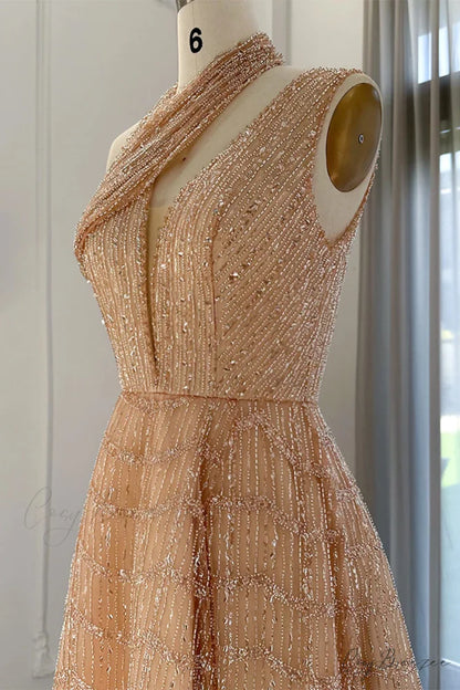 Lifelong Romance Beaded Trendy Sequin Halter Maxi Dress