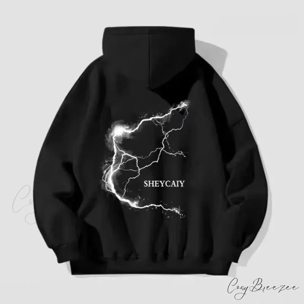 Lightning Graphic Hip Hop Fleece Hoodie hoodies-241228