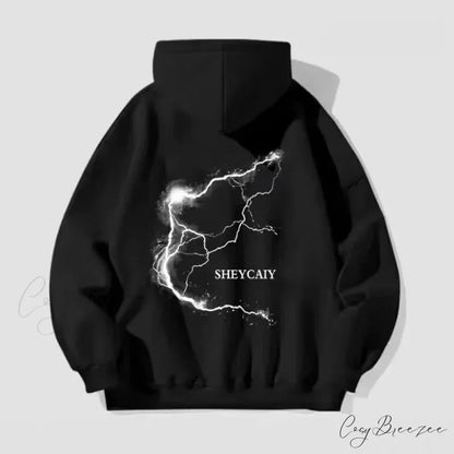 Lightning Graphic Hip Hop Fleece Hoodie hoodies-241228