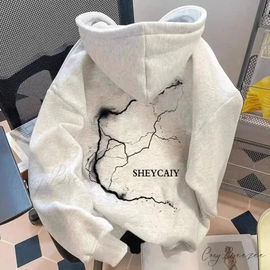 Lightning Graphic Hip Hop Fleece Hoodie hoodies-241228