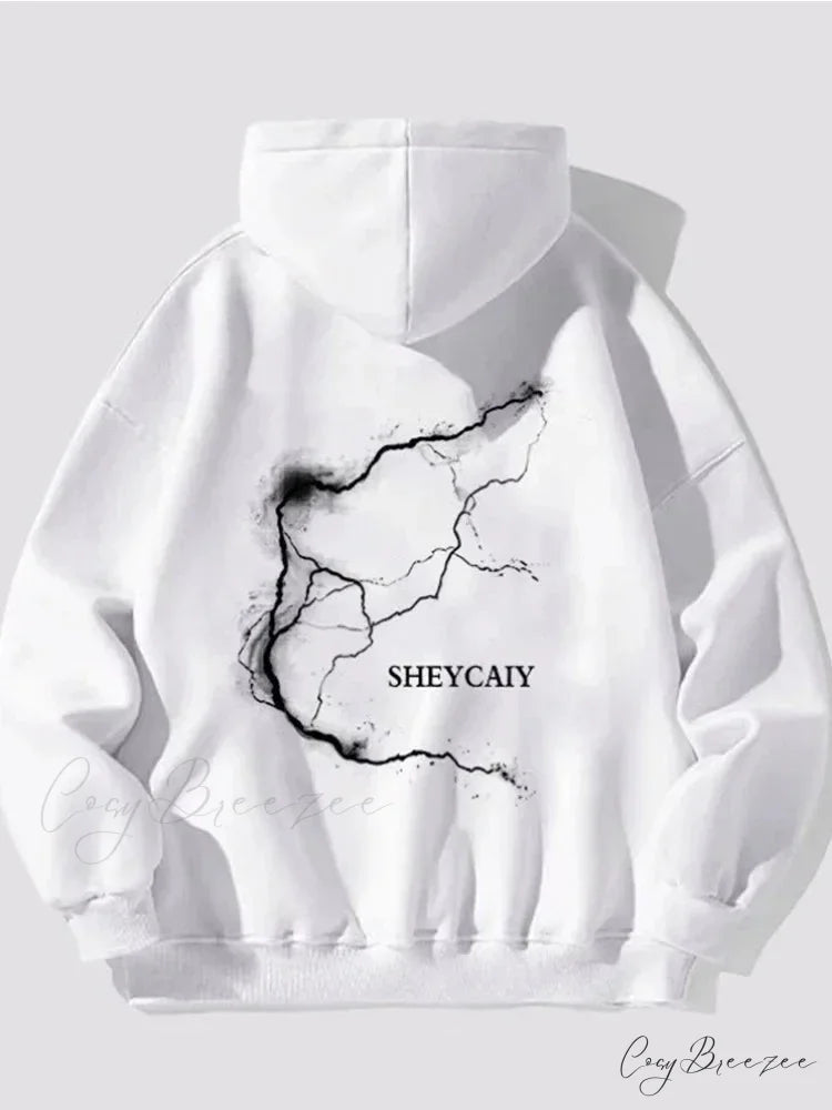 Lightning Graphic Hip Hop Fleece Hoodie WHITE / M(40-50KG) hoodies-241228