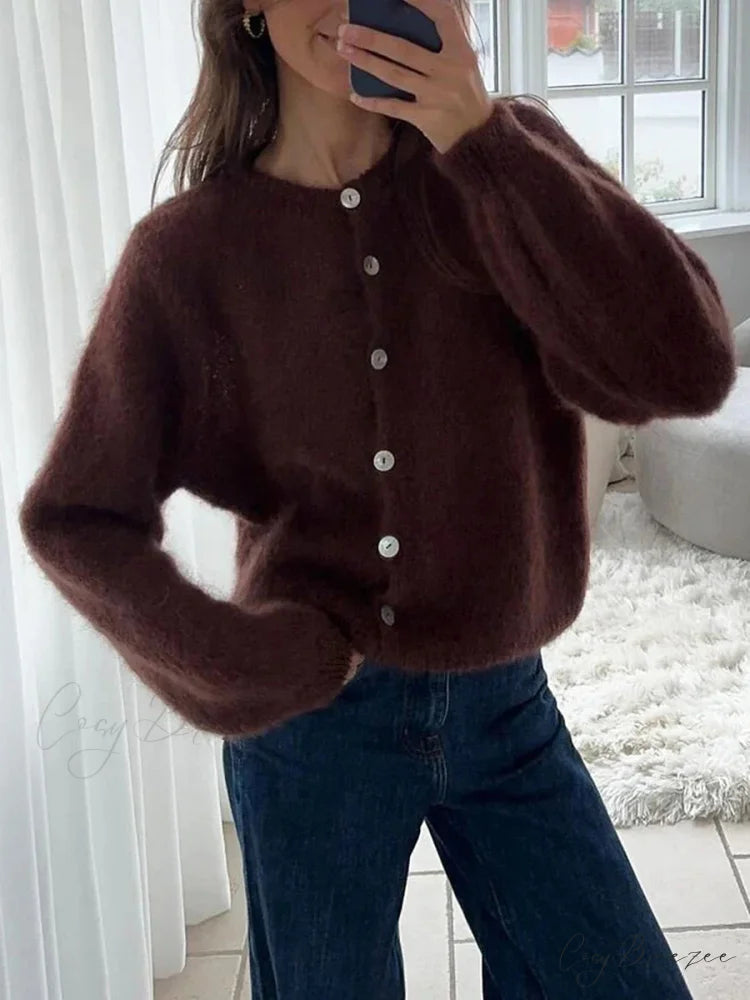 Lightweight Full Sleeve Plain Knit Cardigan cardigans-241228