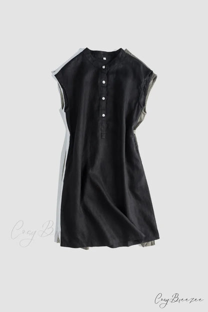 Linen Daisy Dress Black / S