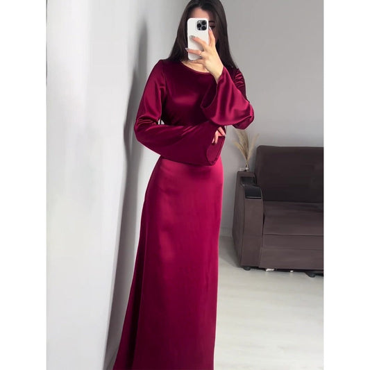 Carly Satin High Waist Women Maxi Dress