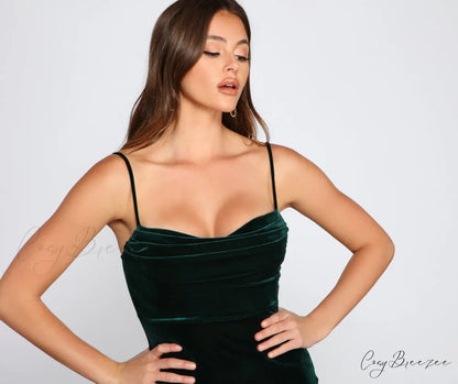 Lola High Stylish Slit Velvet Dress