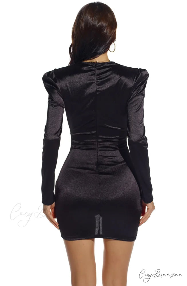 Lola Long Sleeve Charming Deep V Mini Dress