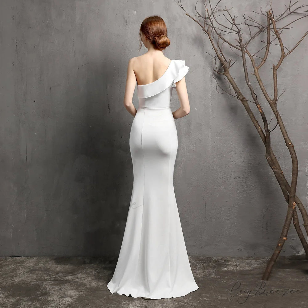 Lola ruffled Stylish one-shoulder evening dress