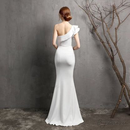 Lola ruffled Stylish one-shoulder evening dress