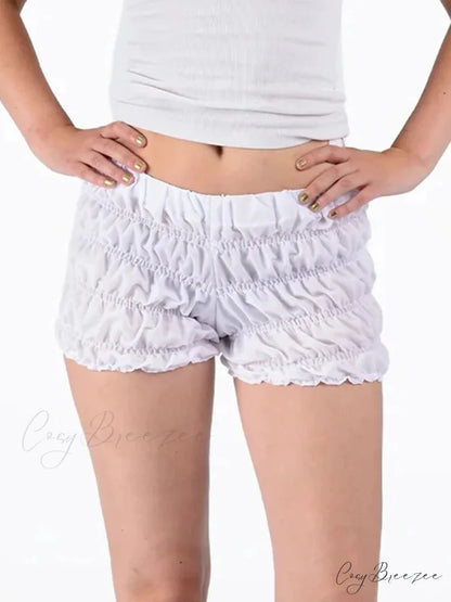 Lolita Plaid Ruffled Tiered Shorts WHITE / S short-250223