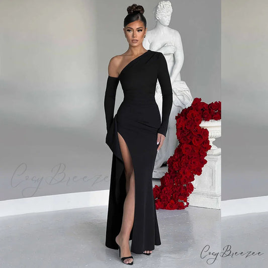 Londyn Formal High Charming Slit Convertible Dress BLACK / S